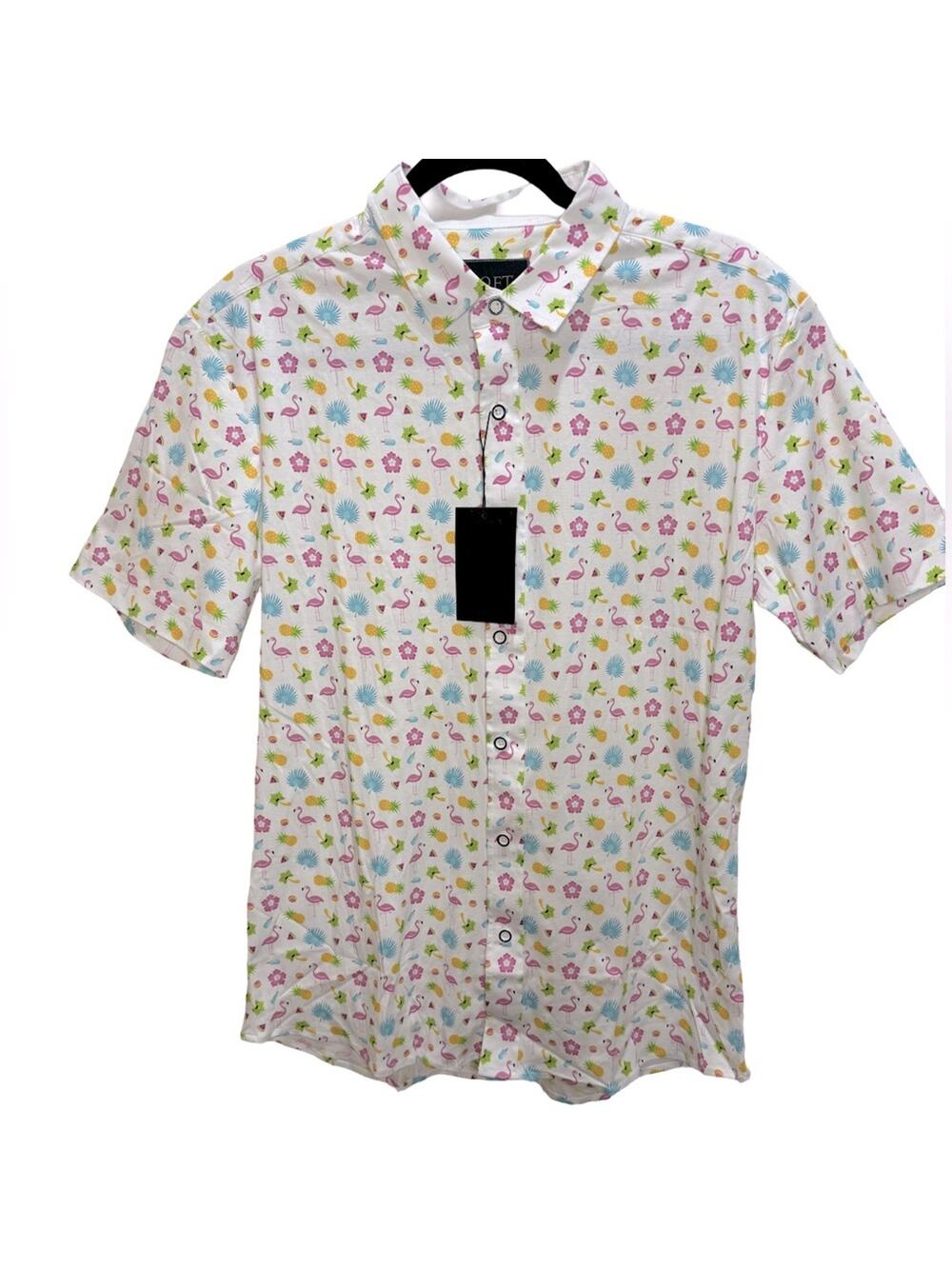 Loft 604 Flamingo Printed Button Down Shirt Size M